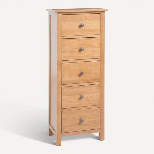 Commode Haute 45x32x110 Cm Bois De Chêne Massif