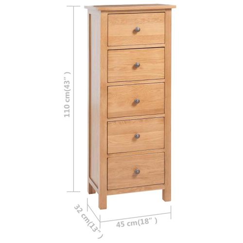Commode Haute 45x32x110 Cm Bois De Chêne Massif