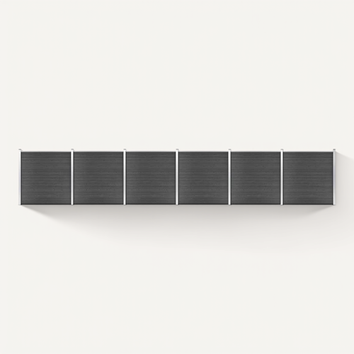 Ensemble De Panneau De Clôture Wpc 1045x186 Cm Noir