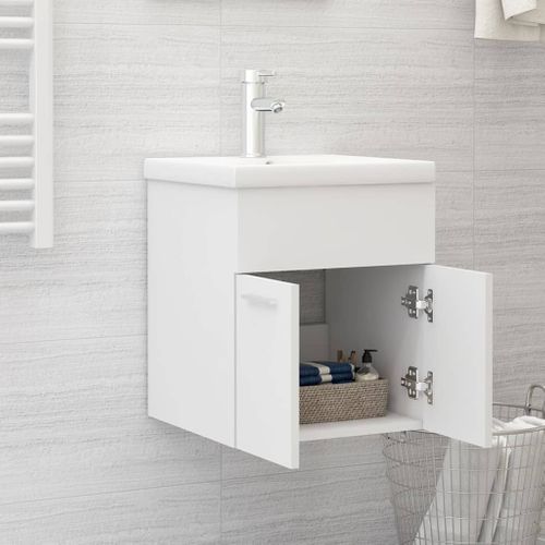 Meuble Vasque Avec Lavabo Intégré Blanc Aggloméré