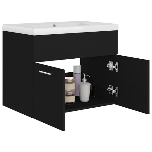 Meuble Vasque Avec Lavabo Intégré Noir Aggloméré