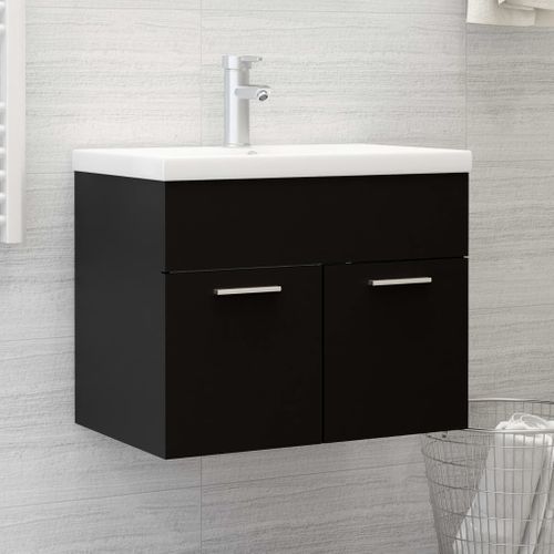 Meuble Vasque Avec Lavabo Intégré Noir Aggloméré