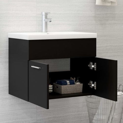 Meuble Vasque Avec Lavabo Intégré Noir Aggloméré