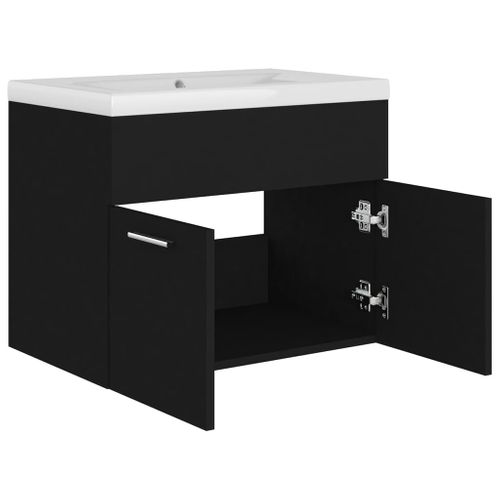 Meuble Vasque Avec Lavabo Intégré Noir Aggloméré