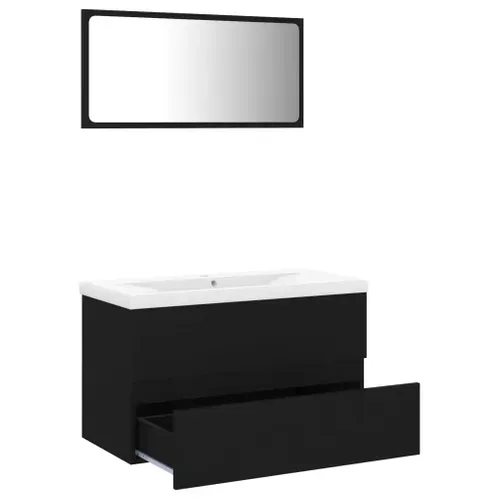 Meuble Vasque De Salle De Bain Noir Aggloméré