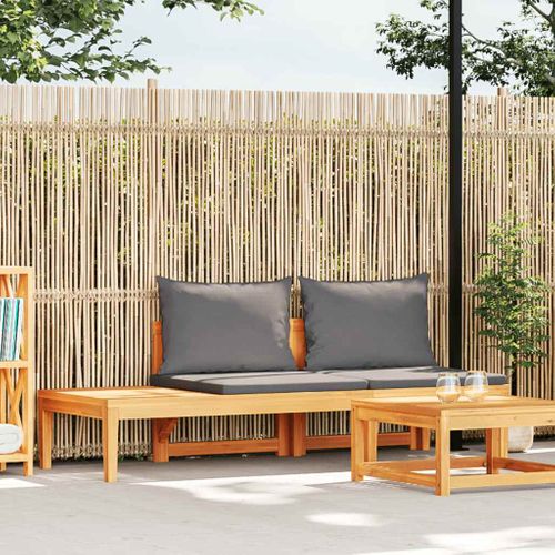 Banc De Jardin Avec Table Avec Coussins Gris Foncé Teck Solide Réversible