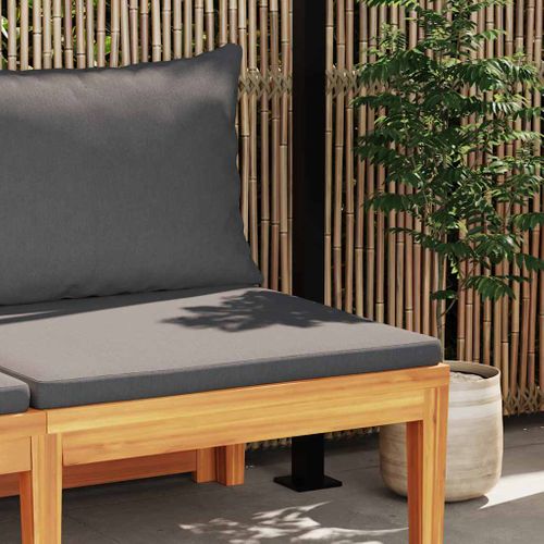 Banc De Jardin Avec Table Avec Coussins Gris Foncé Teck Solide Réversible