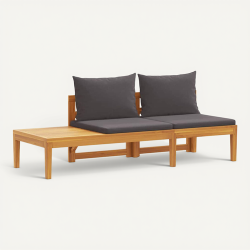 Banc De Jardin Avec Table Avec Coussins Gris Foncé Teck Solide Réversible