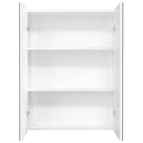 Armoire à Miroir De Salle De Bain 60x15x75cm Mdf Blanc Brillant