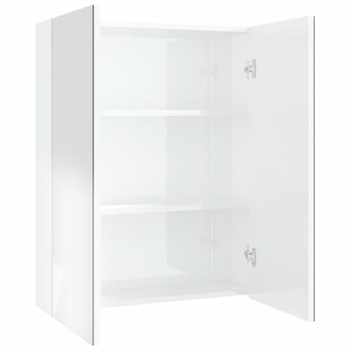 Armoire à Miroir De Salle De Bain 60x15x75cm Mdf Blanc Brillant