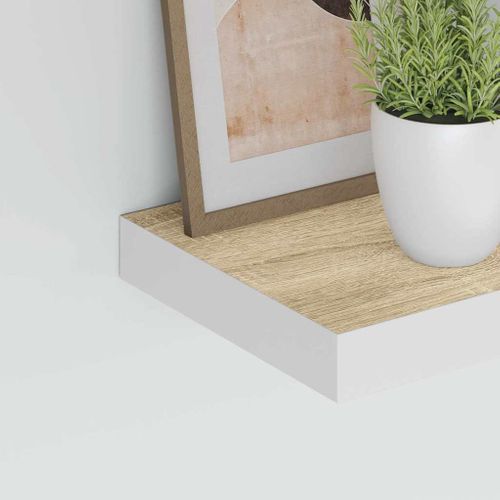 Étagères Flottantes 2 Pièces Chêne Et Blanc 40x23x3,8 Cm Mdf