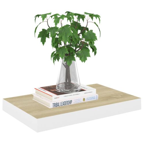 Étagères Flottantes 2 Pièces Chêne Et Blanc 40x23x3,8 Cm Mdf