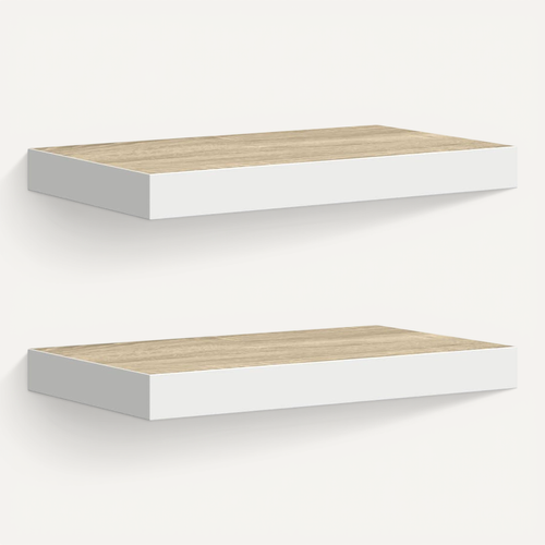 Étagères Flottantes 2 Pièces Chêne Et Blanc 40x23x3,8 Cm Mdf