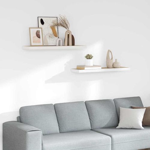étagères Flottantes 2 Pièces Chêne Et Blanc 80x23,5x3,8 Cm Mdf
