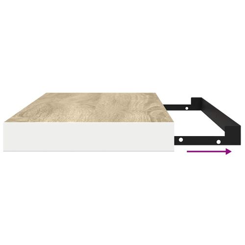 étagères Flottantes 2 Pièces Chêne Et Blanc 80x23,5x3,8 Cm Mdf