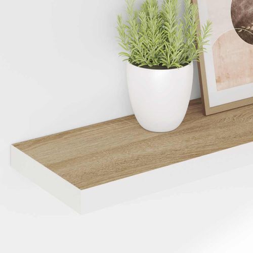 Étagère Flottante Murale Chêne Et Blanc 120x23,5x3,8 Cm Mdf