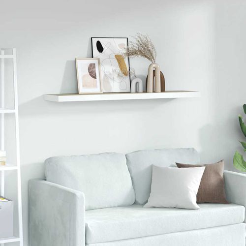 Étagère Flottante Murale Chêne Et Blanc 120x23,5x3,8 Cm Mdf