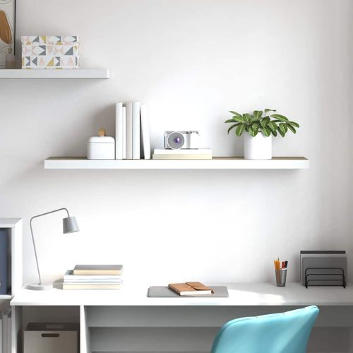 Étagère Flottante Murale Chêne Et Blanc 120x23,5x3,8 Cm Mdf