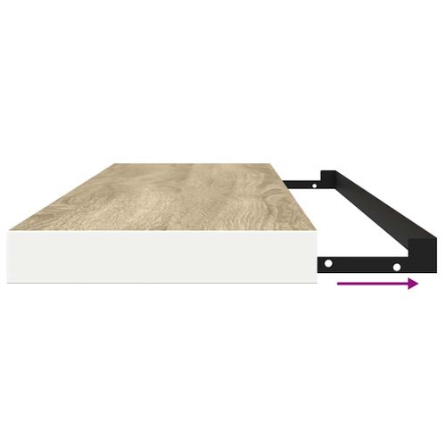 Étagère Flottante Murale Chêne Et Blanc 120x23,5x3,8 Cm Mdf