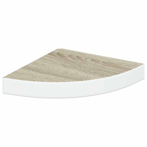 étagères D'angle Murales 2 Pièces Chêne Et Blanc 25x25x3,8 Cm Mdf