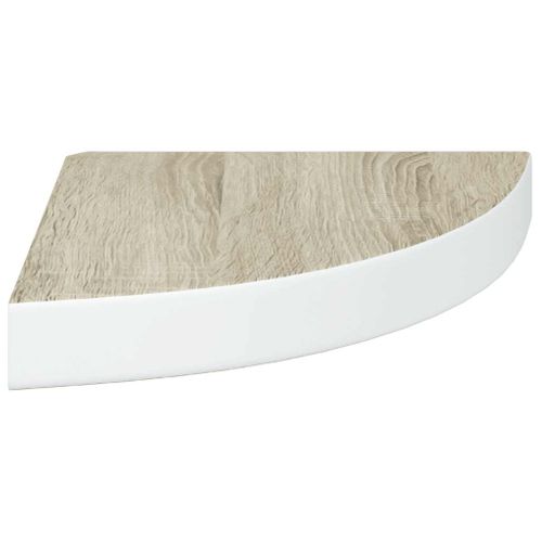 étagères D'angle Murales 2 Pièces Chêne Et Blanc 25x25x3,8 Cm Mdf