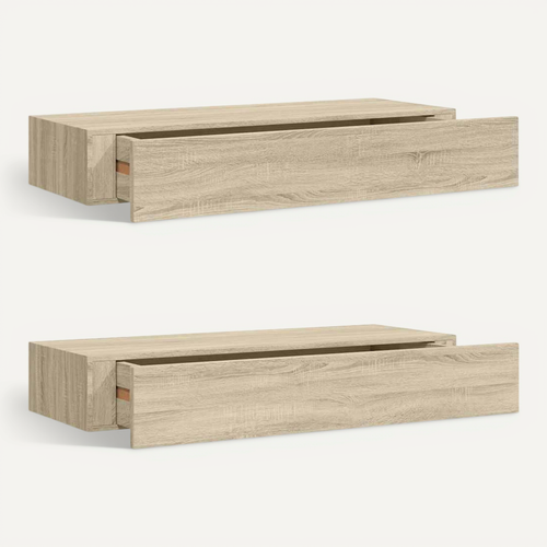 étagères À Tiroirs Murales 2 Pièces Chêne 60x23,5x10 Cm Mdf