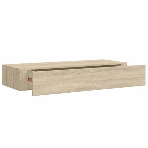 étagères À Tiroirs Murales 2 Pièces Chêne 60x23,5x10 Cm Mdf