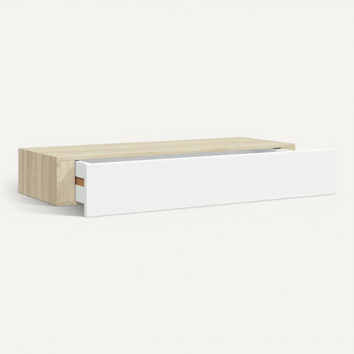 Étagère Murale à Tiroirs Chêne Et Blanc 60 X 23,5 X 10 Cm Mdf