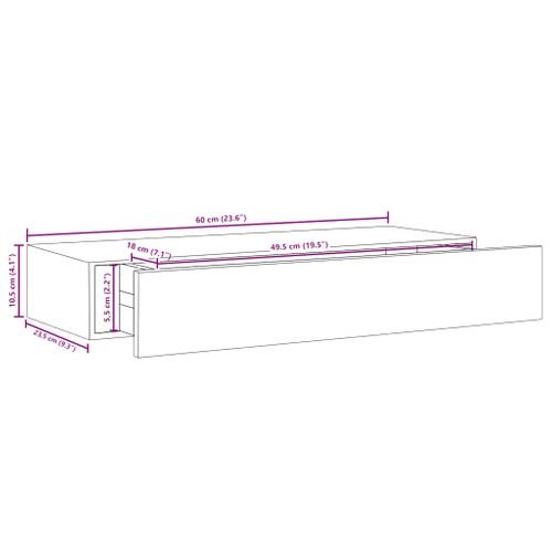 Étagère Murale à Tiroirs Chêne Et Blanc 60 X 23,5 X 10 Cm Mdf