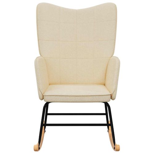 Chaise à Bascule Rembourrée En Mousse, Cadre En Acier Crème, Rails à Bascule En Bois