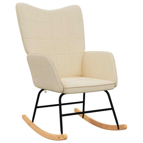 Chaise à Bascule Rembourrée En Mousse, Cadre En Acier Crème, Rails à Bascule En Bois