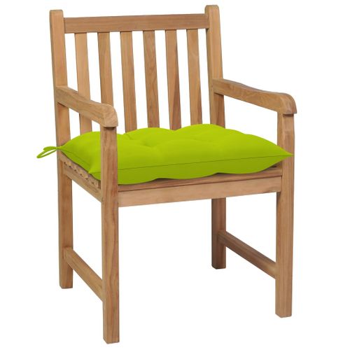 Chaises De Jardin 8 PCs Avec Coussins Vert Vif Teck Solide