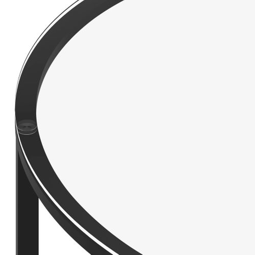 Table À Thé Noir Et Marbre Blanc 70 Cm Verre Trempé