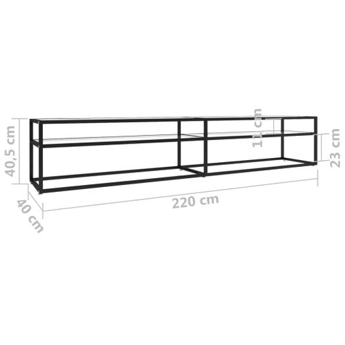 Meuble TV Transparent 220x40x40,5 Cm Verre Trempé
