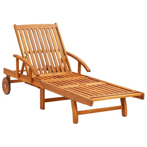 Chaises Longues Lot De 2 Avec Table Et Coussins Acacia Solide