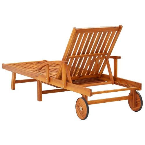 Chaises Longues Lot De 2 Avec Table Et Coussins Acacia Solide