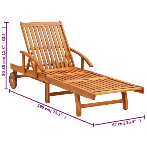 Chaises Longues Lot De 2 Avec Table Et Coussins Acacia Solide