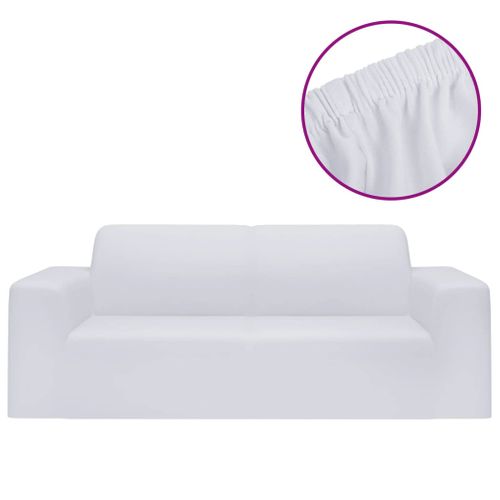Housse Extensible De Canapé 2 Places Blanc Jersey De Polyester