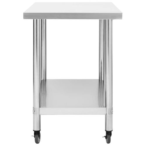 Table De Travail De Cuisine Avec Roues 100x60x85 Cm Inox