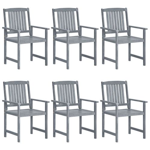 Chaises De Jardin Avec Coussins 6 PCs Bois D'acacia Massif Gris