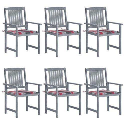 Chaises De Jardin Avec Coussins 6 PCs Bois D'acacia Massif Gris