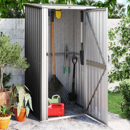 Abri De Jardin Anthracite 118,5x97x209,5 Cm Acier Galvanisé Hangar De Stockage Terrasse