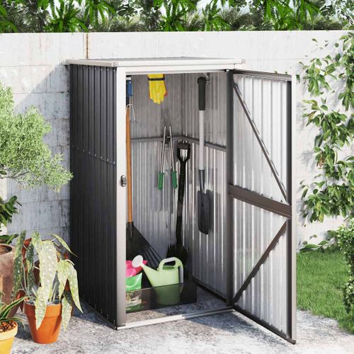 Abri De Jardin Anthracite En Acier Galvanisé - Dimensions 161x89x161 Cm - Pour Rangement Outils, équipement Extérieur