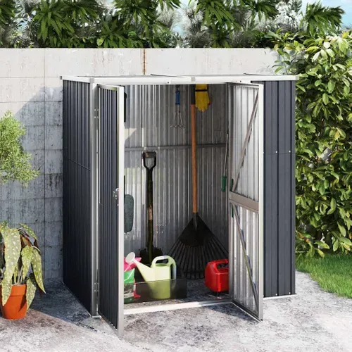 Abri à Outils De Jardin Anthracite 161x89x161cm Acier Galvanisé Rangement Stockage Extérieur