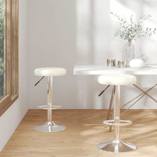 Tabourets De Bar Lot De 2 Crème Simili