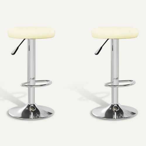 Tabourets De Bar Lot De 2 Crème Simili