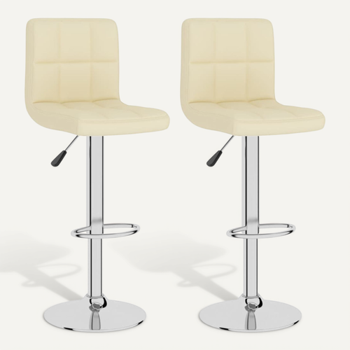 Tabourets De Bar Lot De 2 Crème Tissu