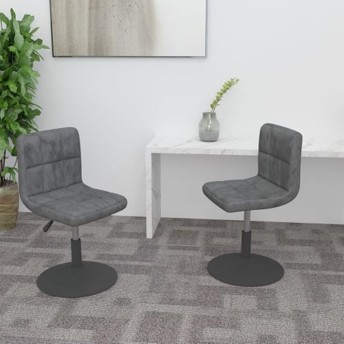 Chaises Pivotantes À Manger Lot De 2 Gris Foncé Velours