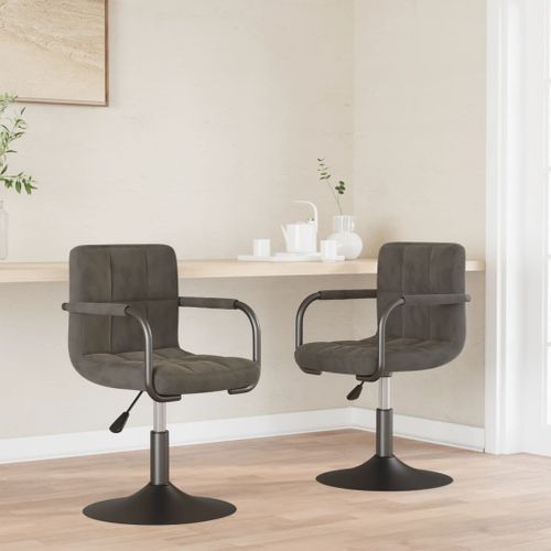 Chaises Pivotantes À Manger Lot De 2 Gris Foncé Velours