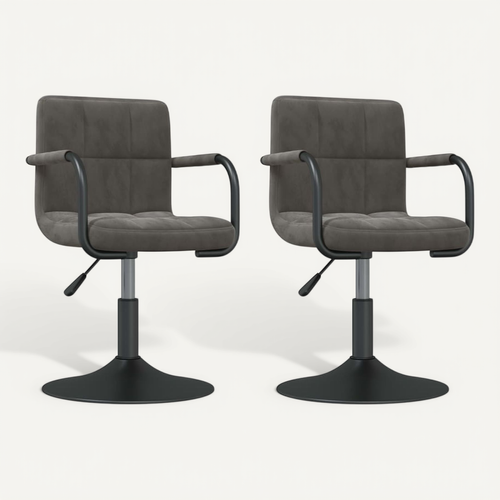 Chaises Pivotantes À Manger Lot De 2 Gris Foncé Velours